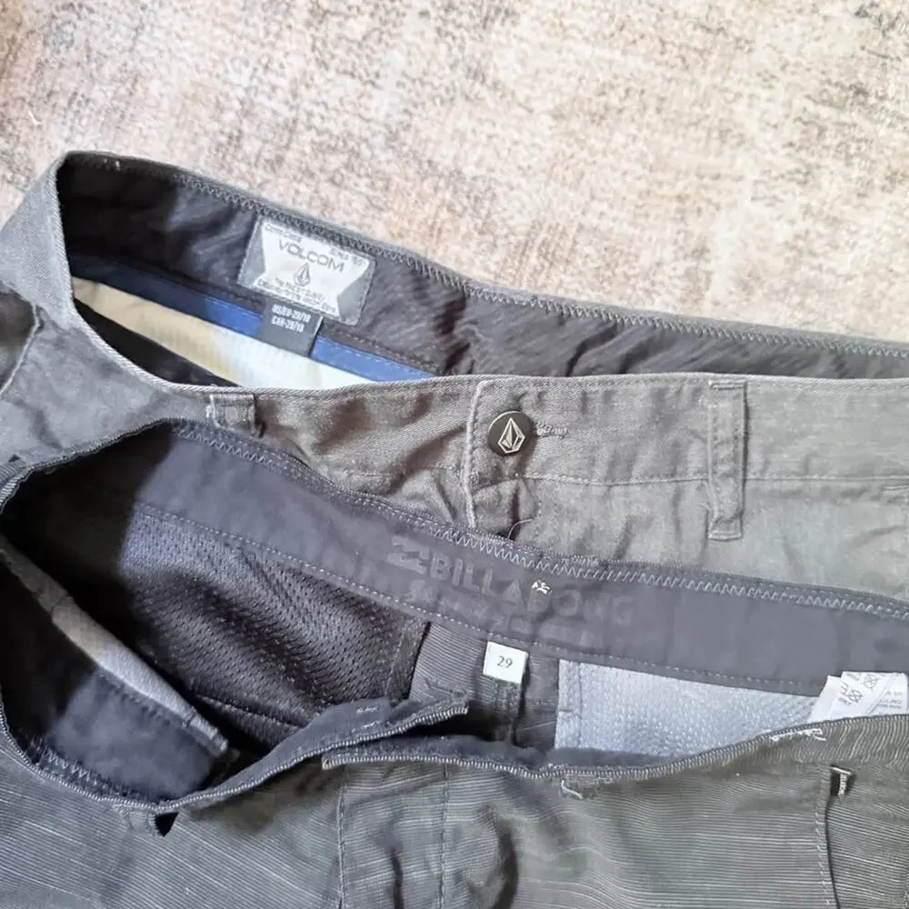 Sz 29 Men Lot of 2 Shorts (Volcom Chino & Billabong Hybrid Shorts)